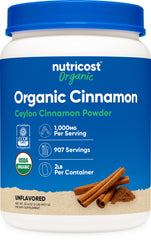 Nutricost Organic Ceylon Cinnamon Powder 2lb container for everyday baking.