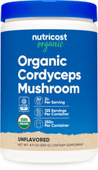 Nutricost Organic Cordyceps bottle, 250 g, ideal for daily supplement use.