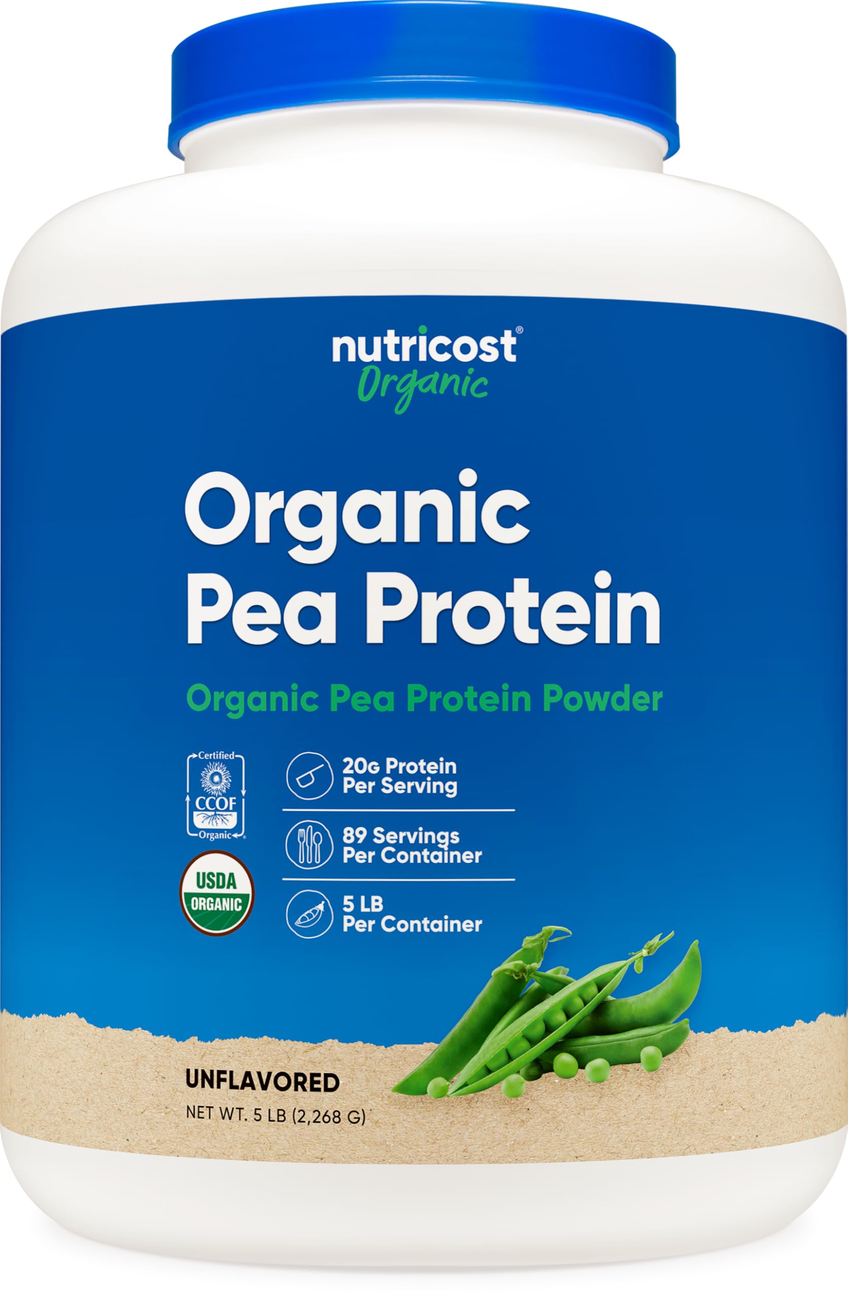 Nutricost Organic Pea Protein Isolate unflavored powder for versatile plant-based shakes.