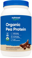 Nutricost Organic Pea Protein Powder chocolate jar for plant-based meals