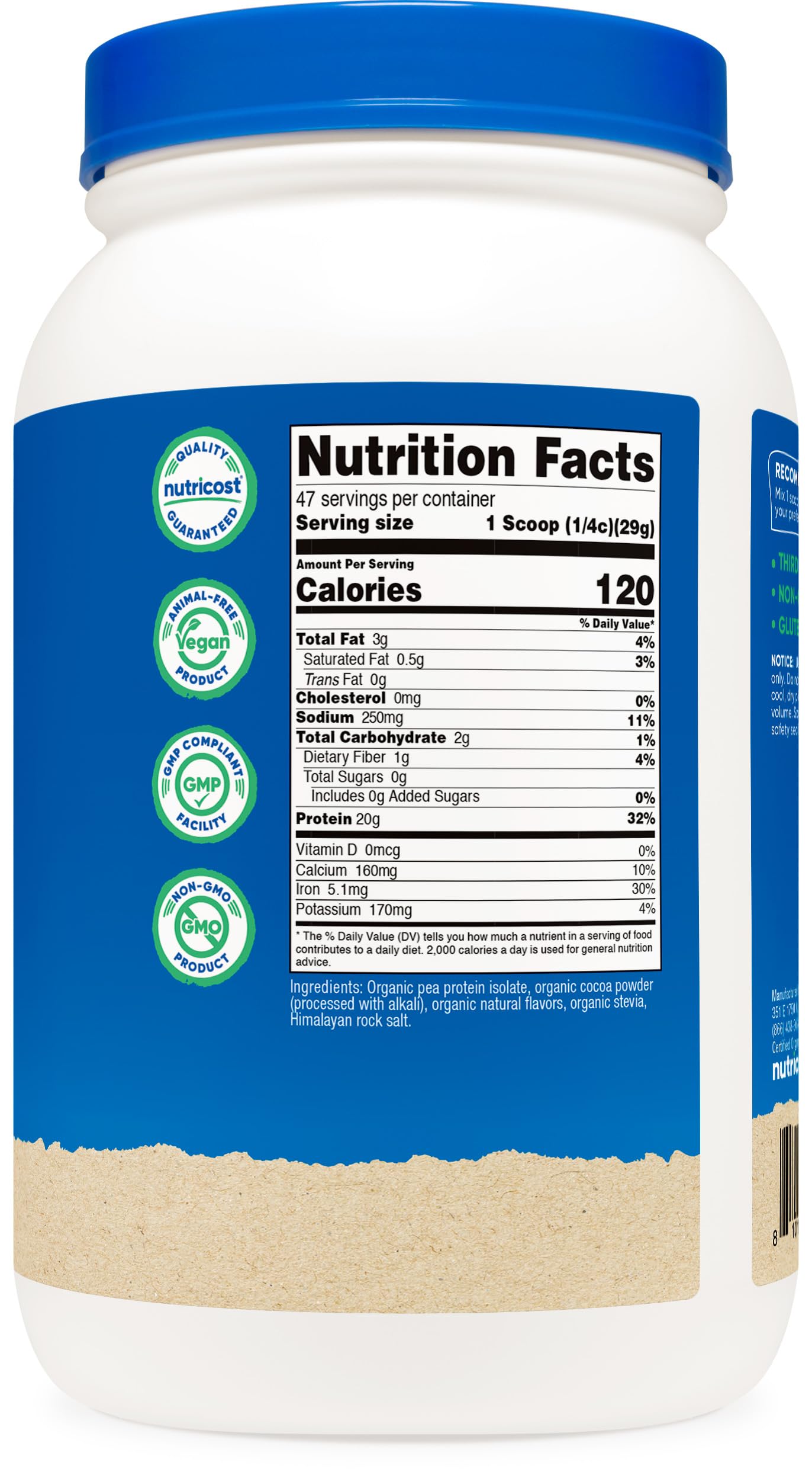 Nutricost Organic Pea Protein tested 3rd-party badge signals quality