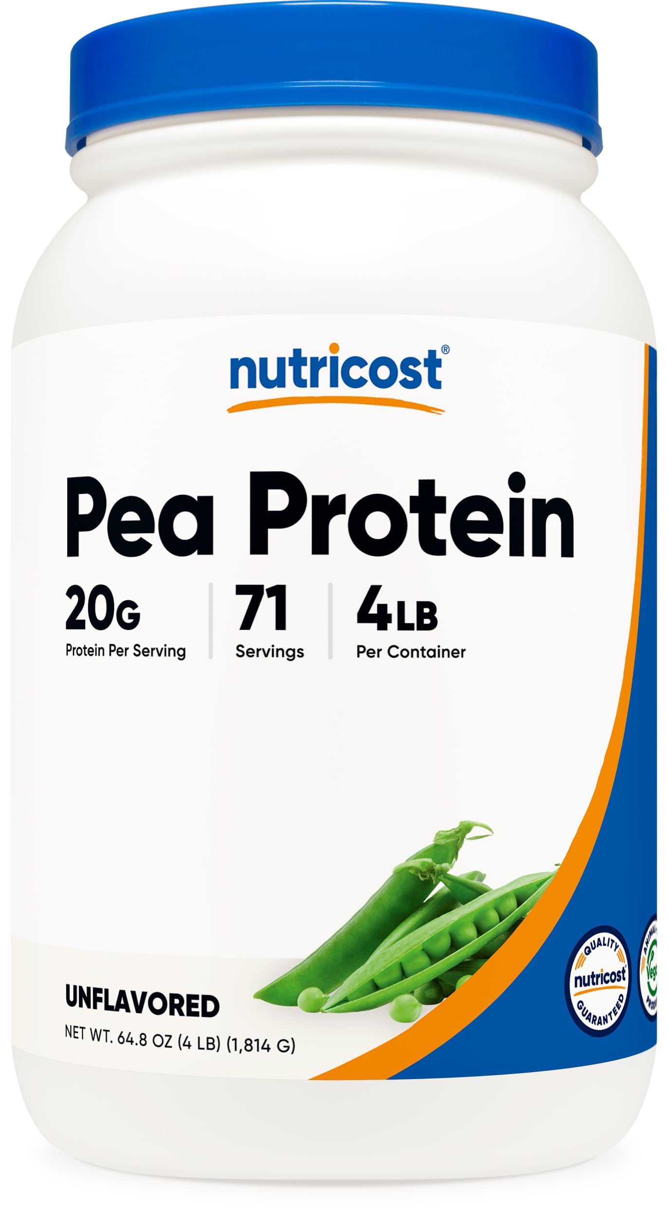 Nutricost pea protein powder bottle for smooth shakes and meals.