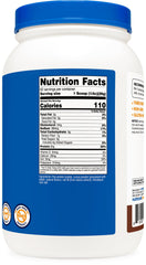 Nutricost pea protein powder chocolate facility tag showing NSF, GMP, and FDA compliance.