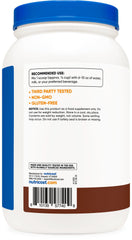 Nutricost pea protein powder chocolate 62 servings cup, highlighting value.