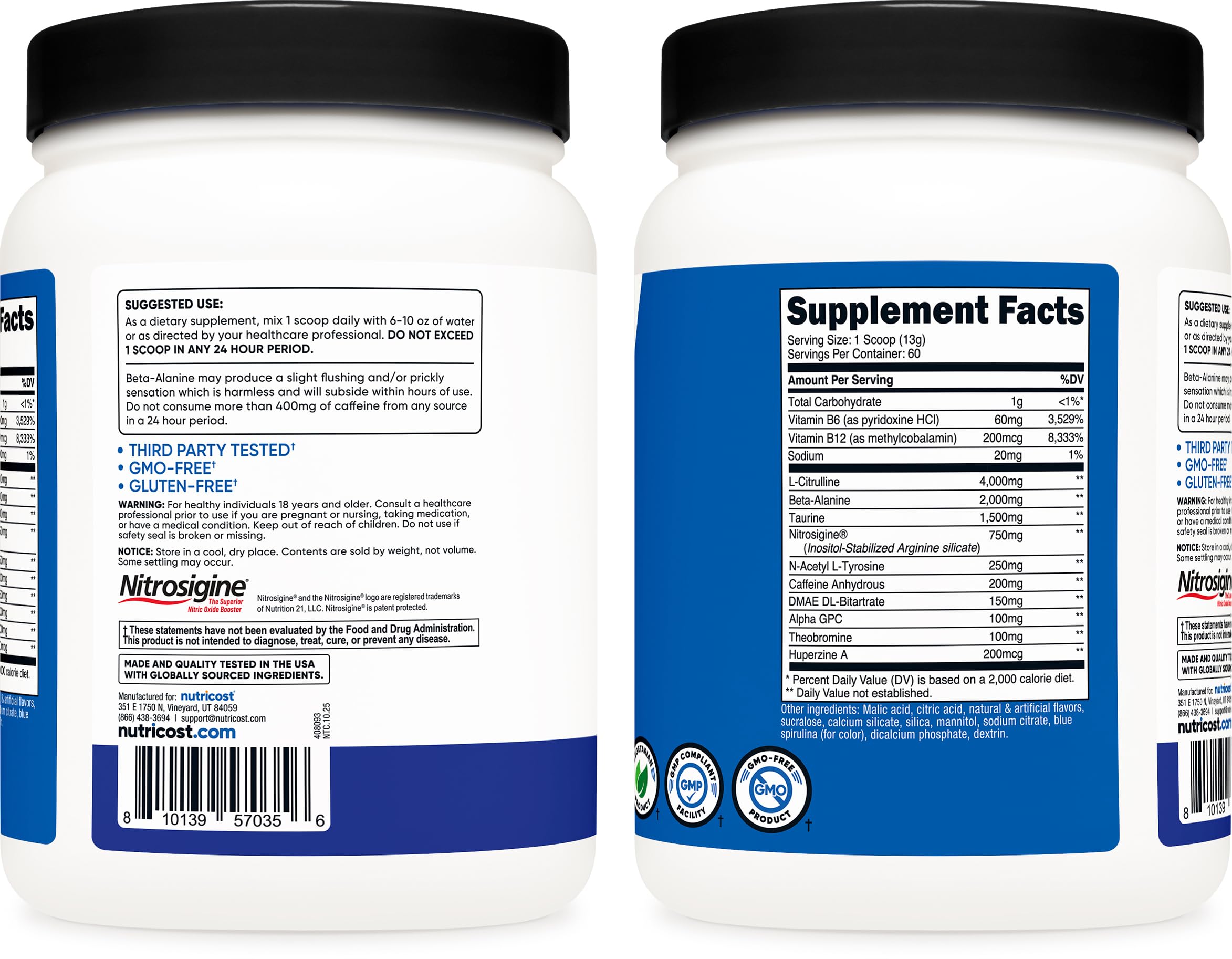 Nutricost Pre-Workout scoop shows precise dosing for consistent workouts.