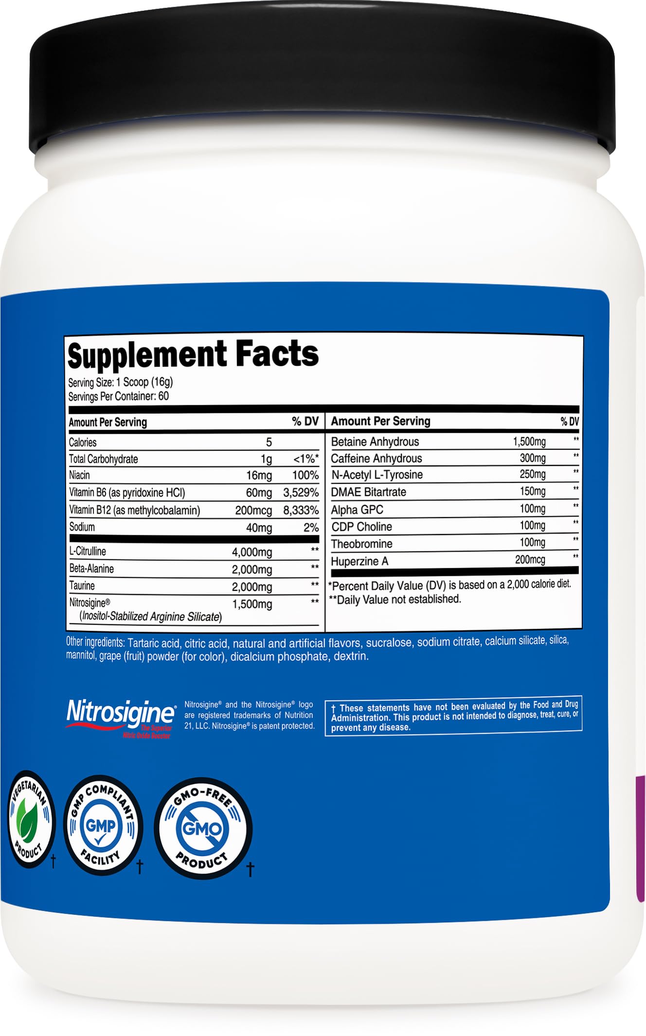 Nutricost Pre-X Xtreme grape serving size shown for consistent dosing.