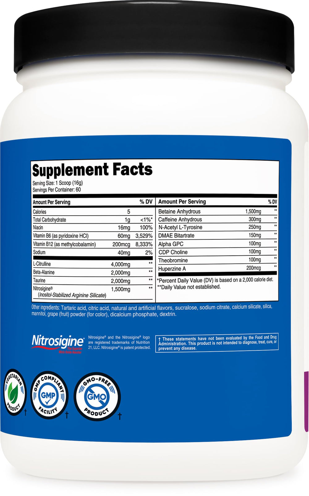 Nutricost Pre-X Xtreme grape serving size shown for consistent dosing.