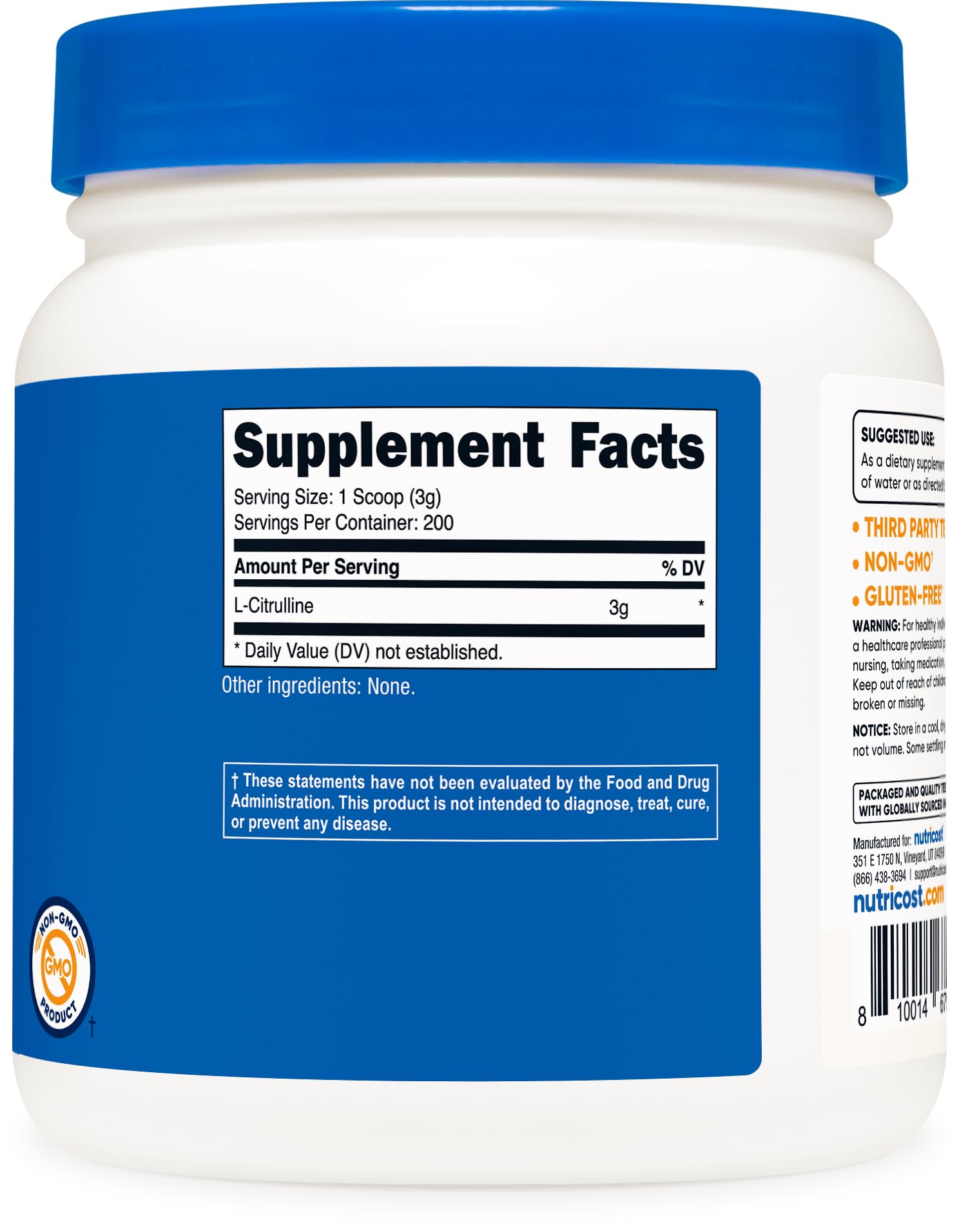 Pouring Nutricost L-Citrulline Base into a glass for a drink.