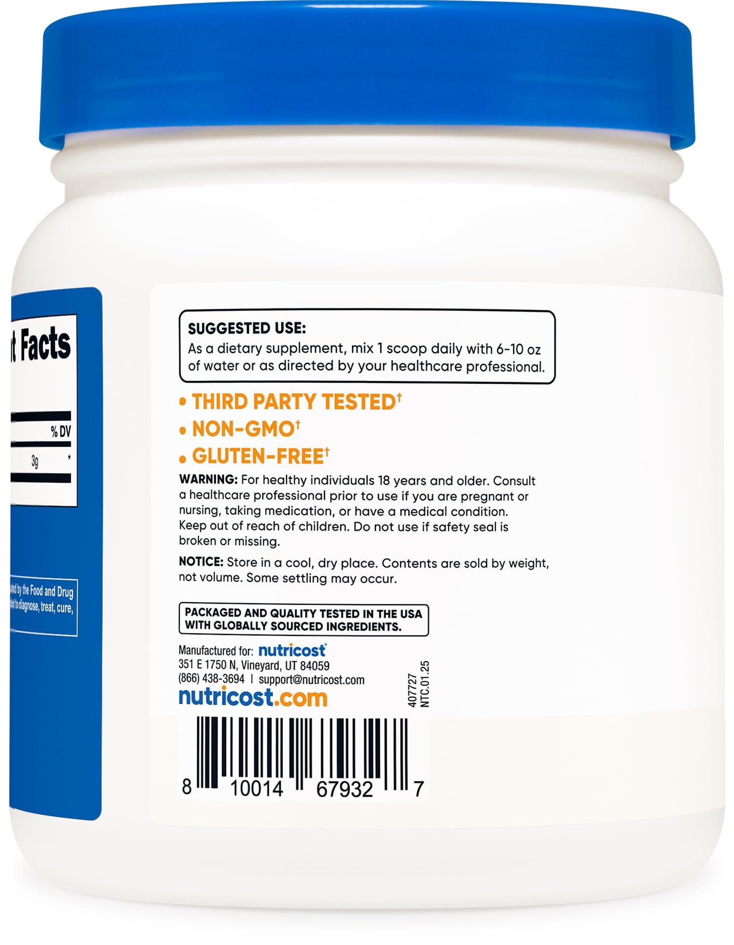 Measuring scoop of Nutricost L-Citrulline Base powder for servings.