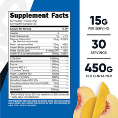 Nutricost Stim-Free Pre-Workout scoop beside tub, stimulant-free formula for calm workouts