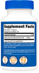 Nutricost Tudca serving presentation showing easy daily habit and capsule intake.