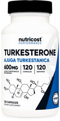 Nutricost Turkesterone 600mg bottle front for daily wellness routines