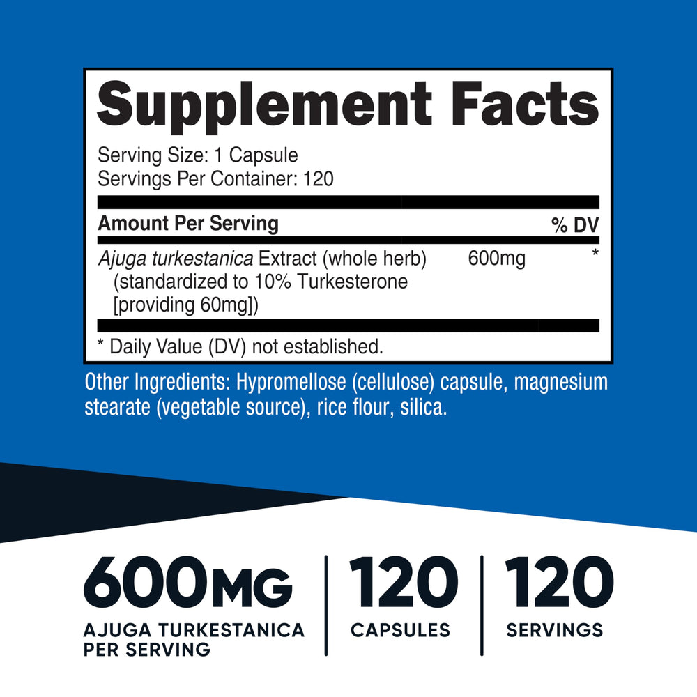 Nutricost Turkesterone 600mg capsules for convenient daily intake