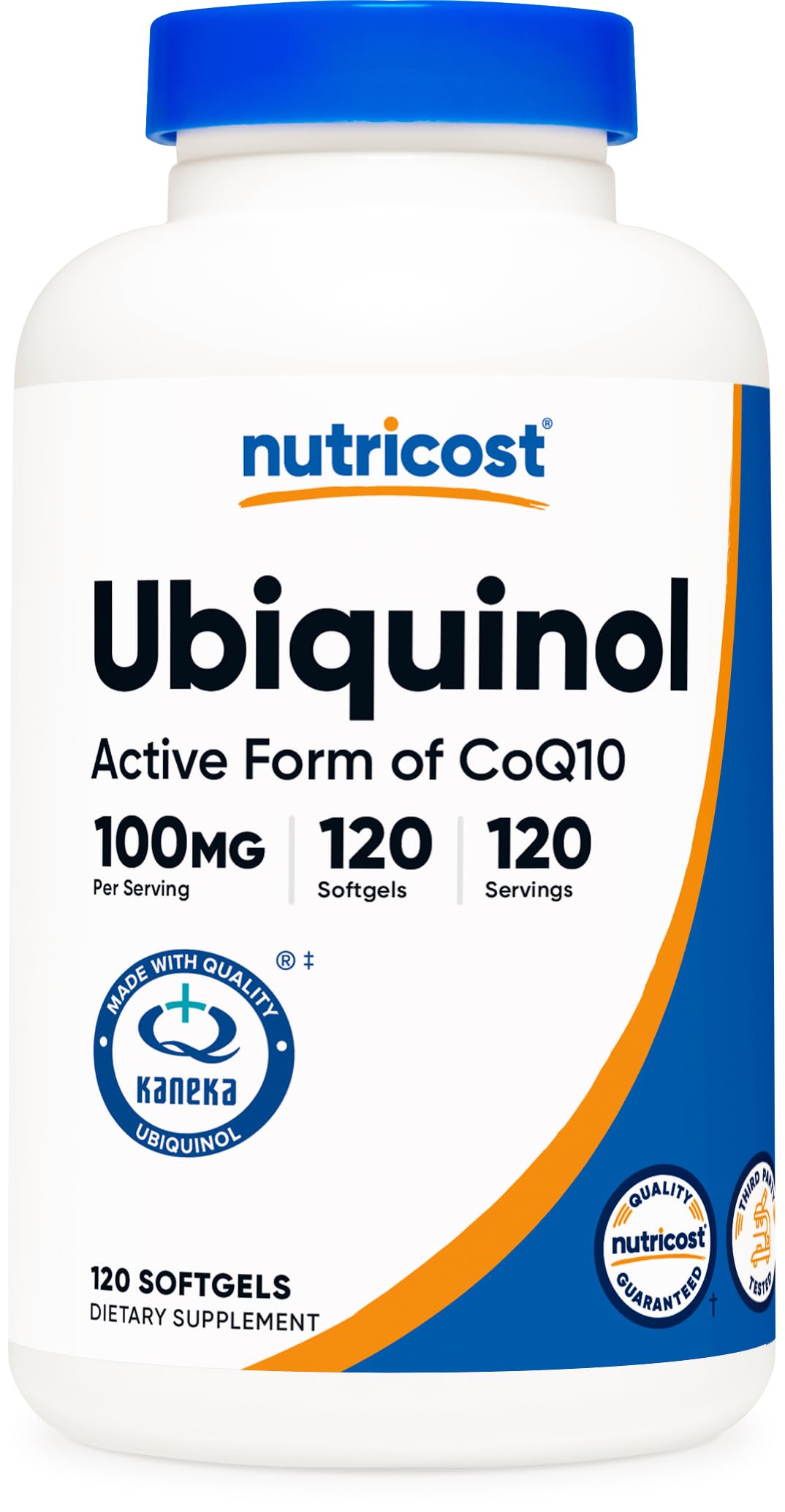 Nutricost Ubiquinol softgels bottle front for daily wellness.