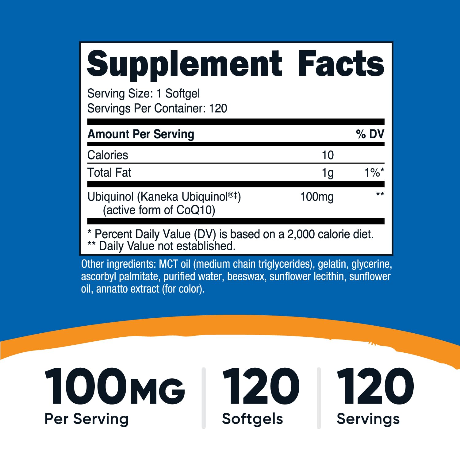 Nutricost Ubiquinol softgels serving display for easy daily intake.