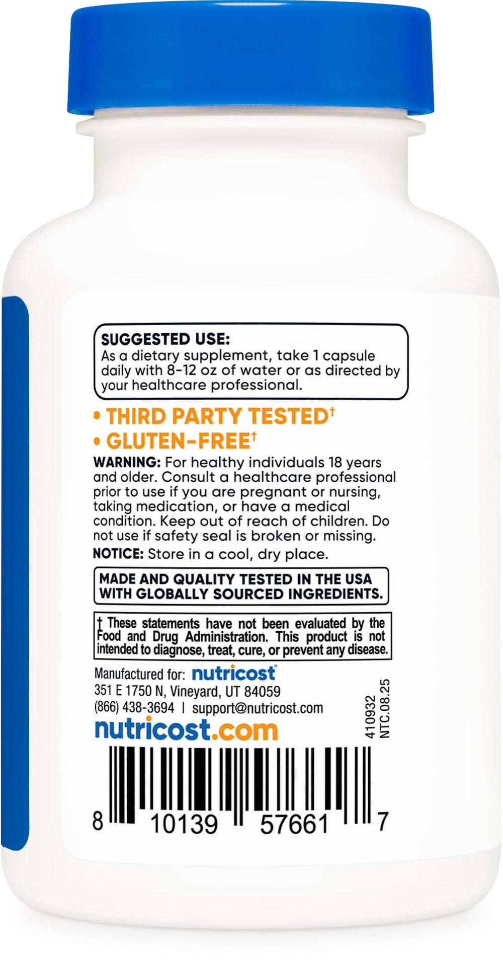 Nutricost UC-II Collagen 40mg bottle label detail; undenatured type II collagen