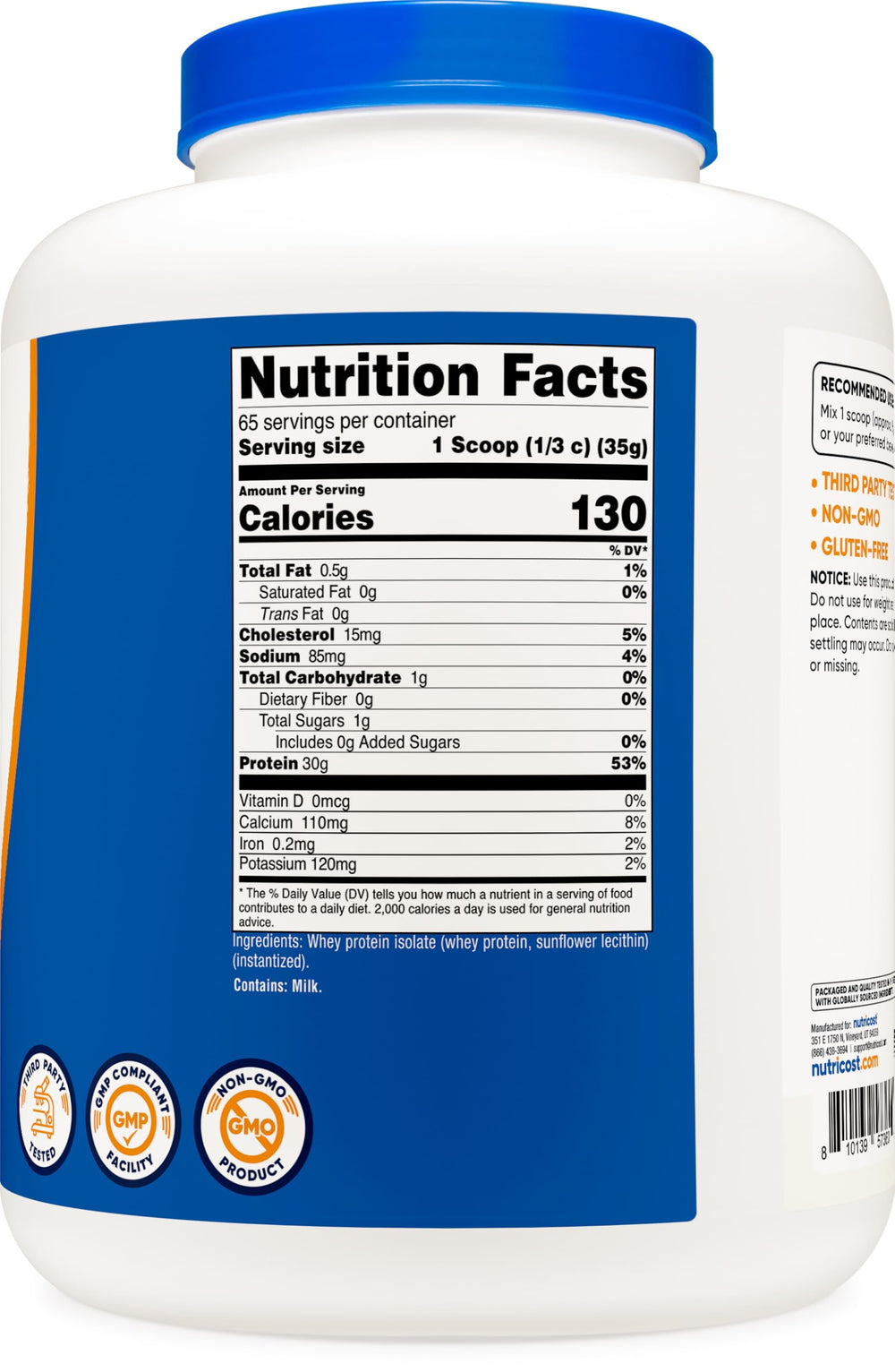 Nutricost whey isolate label photo conveys trusted brand quality