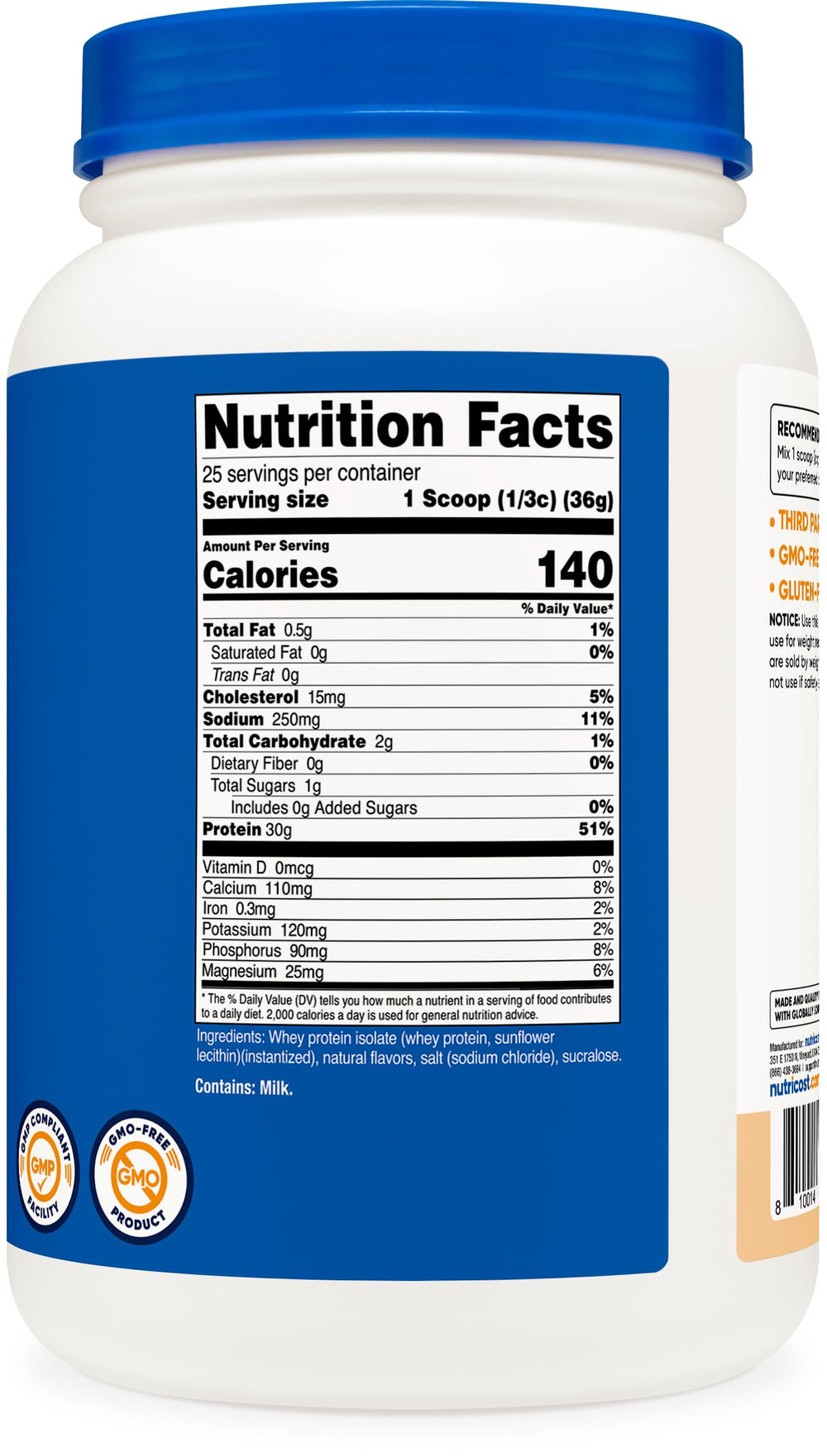 Nutricost Whey Isolate Cake Batter mixing in a shaker bottle