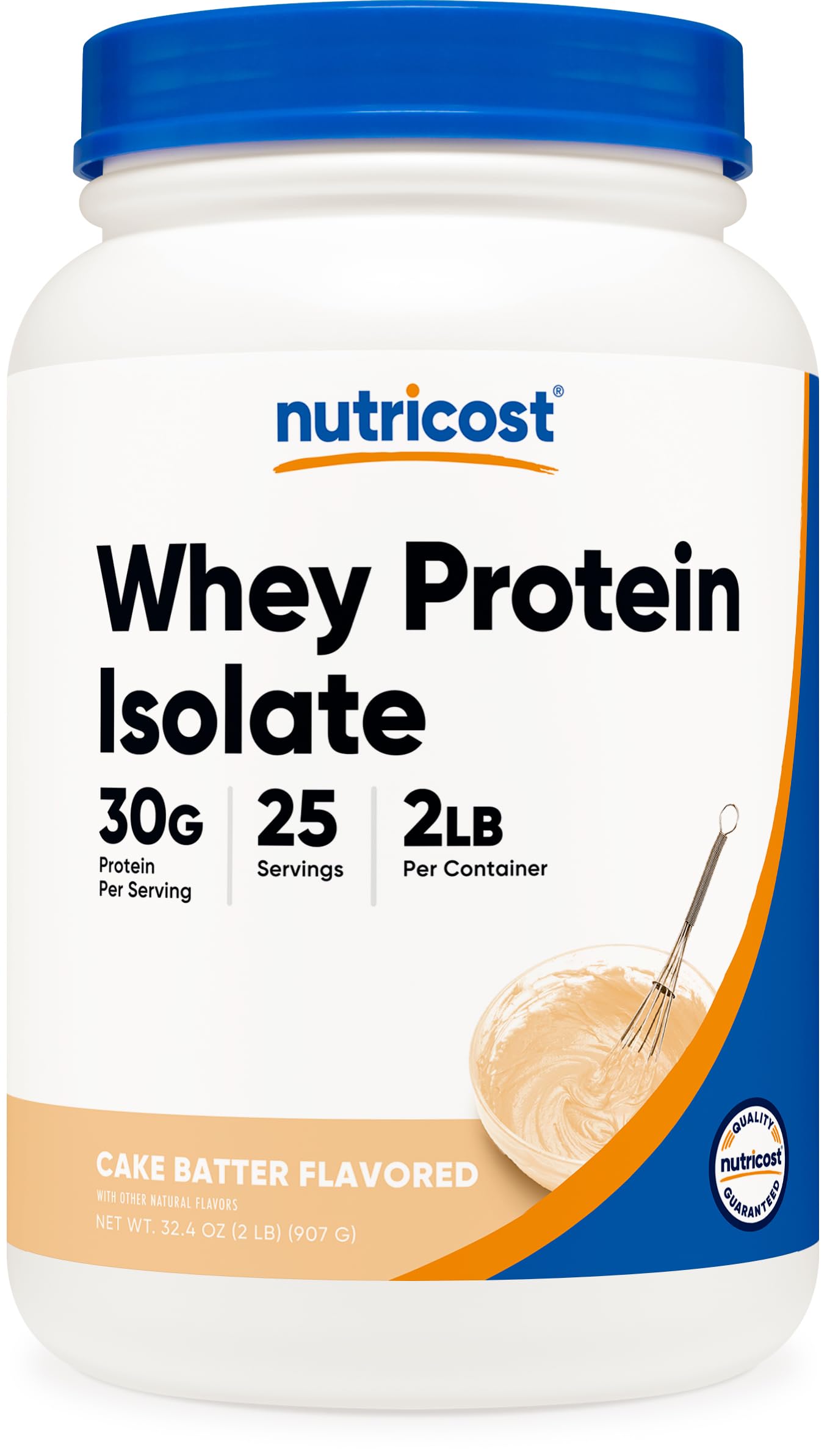 Nutricost Whey Isolate Cake Batter tub for convenient daily protein