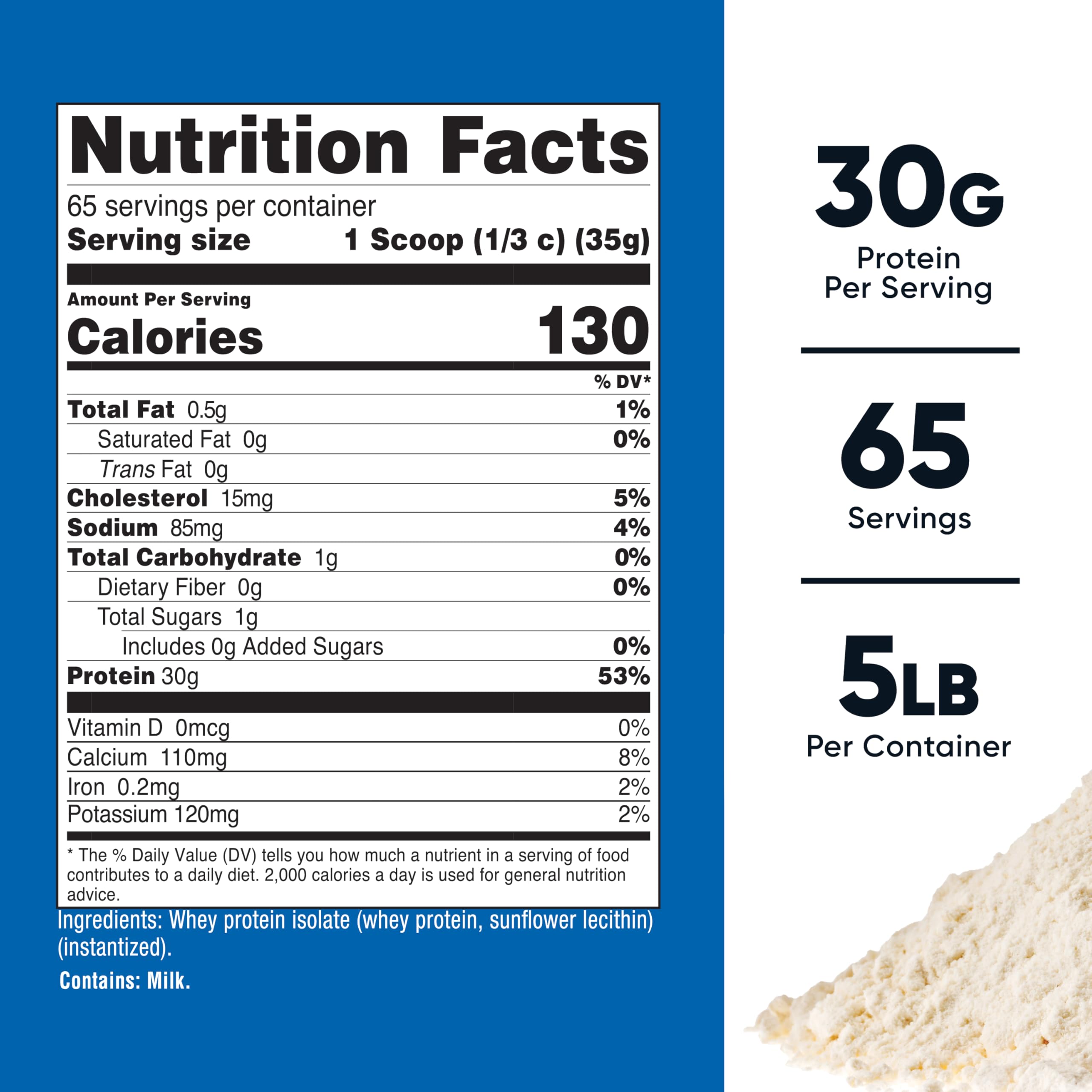 Nutricost whey isolate serving scoop ready for accurate 30 g protein per serving