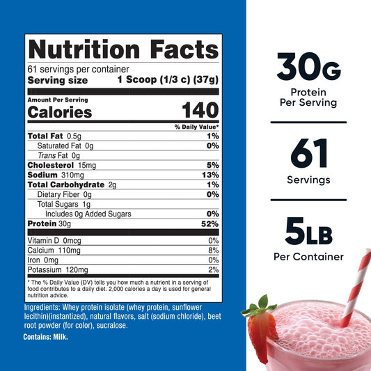 Nutricost Whey Isolate Strawberry Milkshake scoop showing precise serving