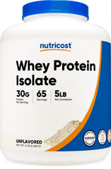Nutricost Whey Isolate unflavored 5lb bottle for versatile shakes