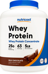 Nutricost Whey Protein Concentrate Chocolate bottle front for post-workout support