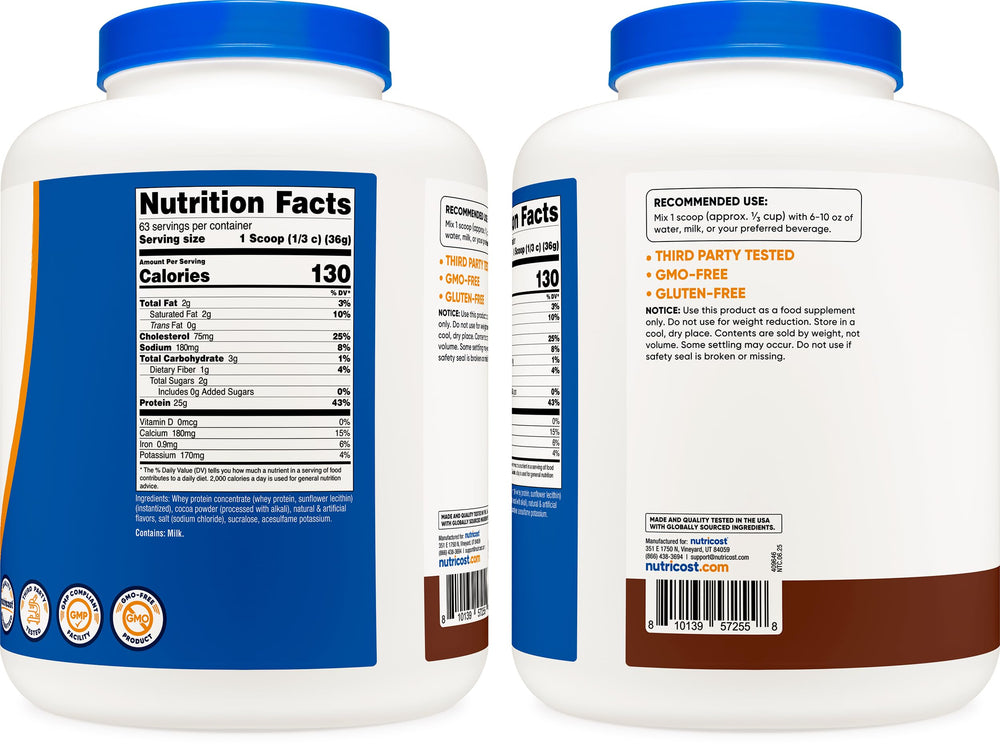 Nutricost packaging highlights 5 lb container and flavor