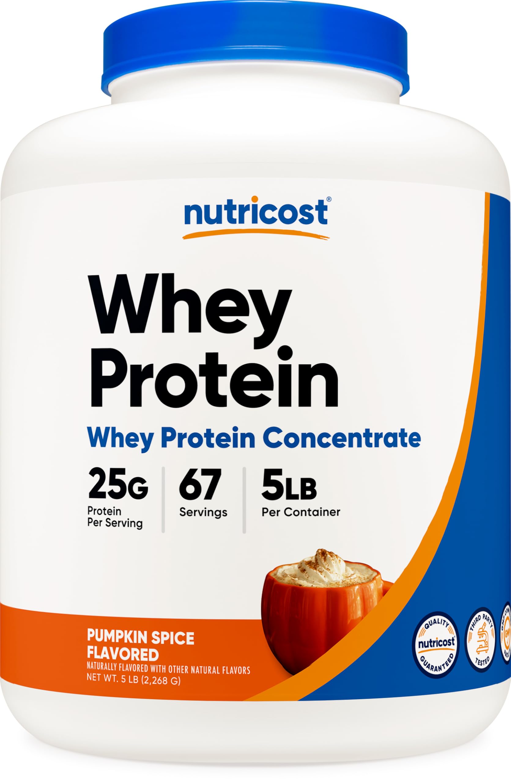 Nutricost Whey Protein Concentrate Pumpkin Spice bottle ready for post-workout shake