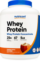 Nutricost Whey Protein Concentrate Pumpkin Spice bottle ready for post-workout shake