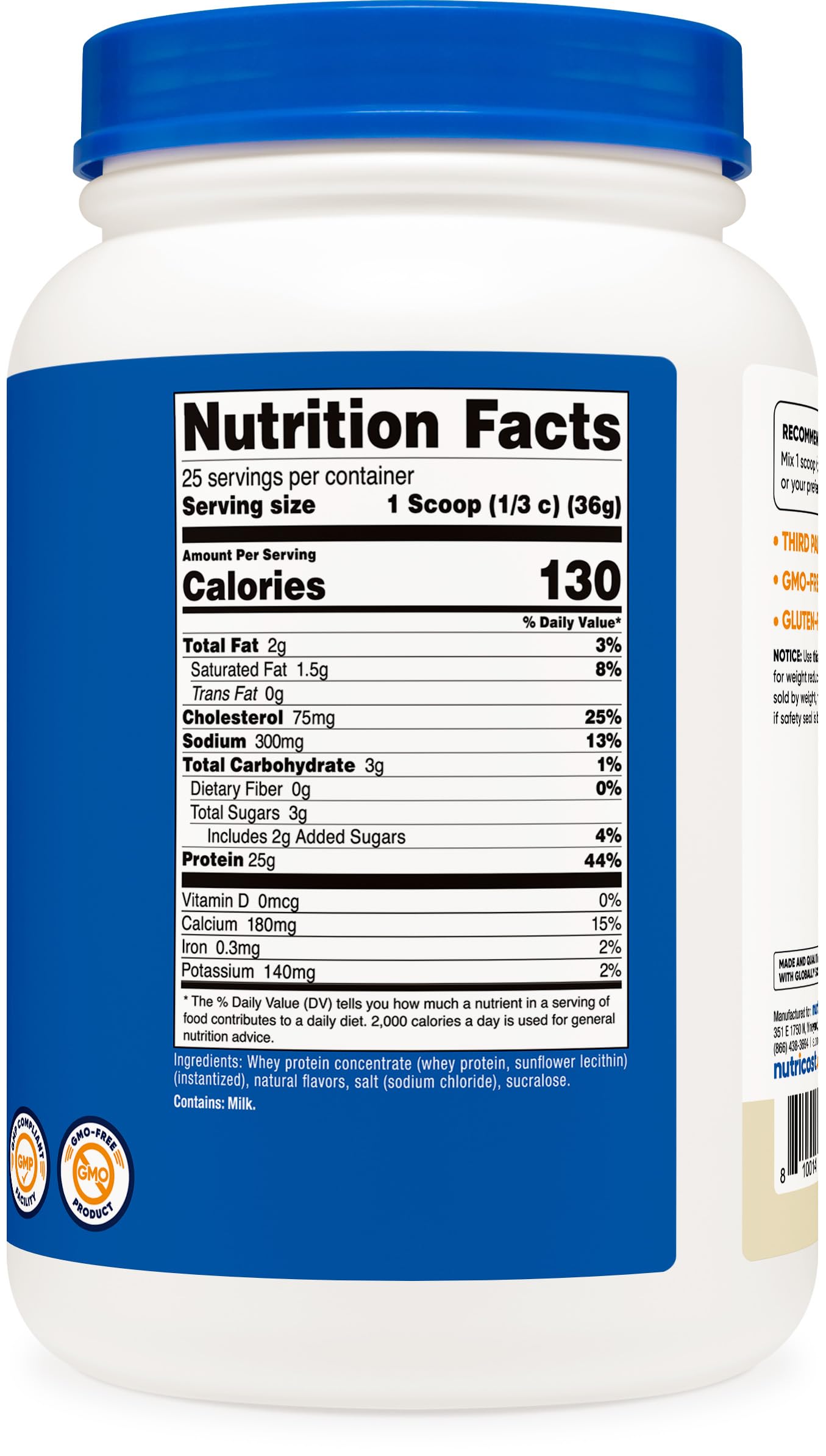 Nutricost vanilla whey protein shake after workout in glass