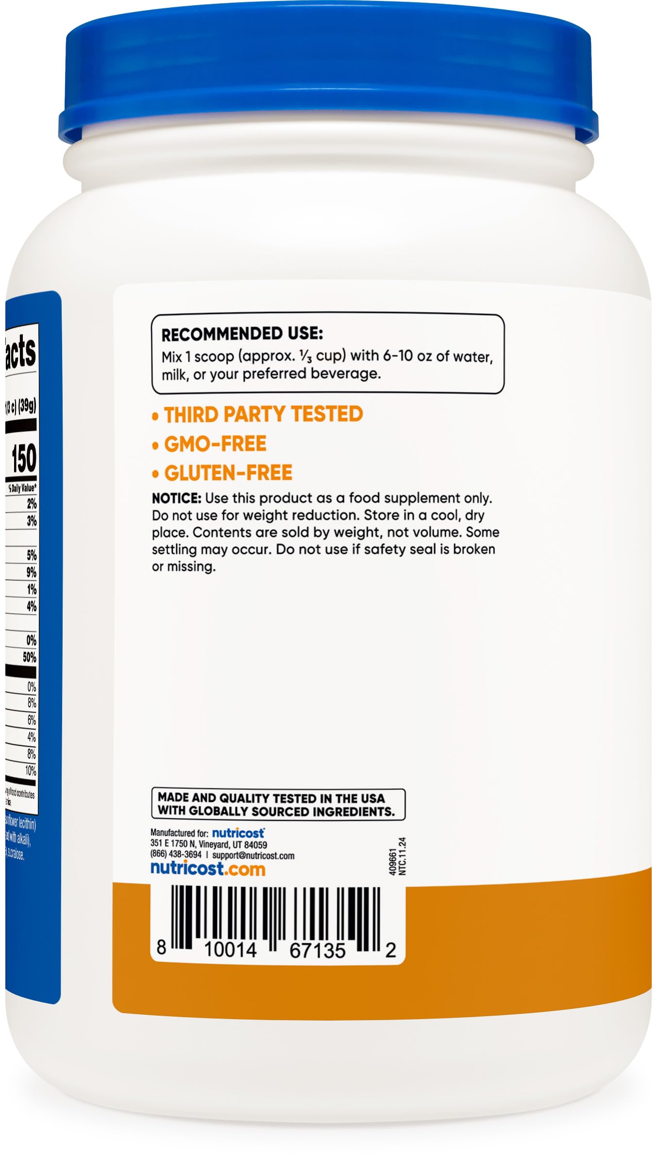 Nutricost Whey Protein Isolate Chocolate Peanut Butter glass blends into creamy shakes.