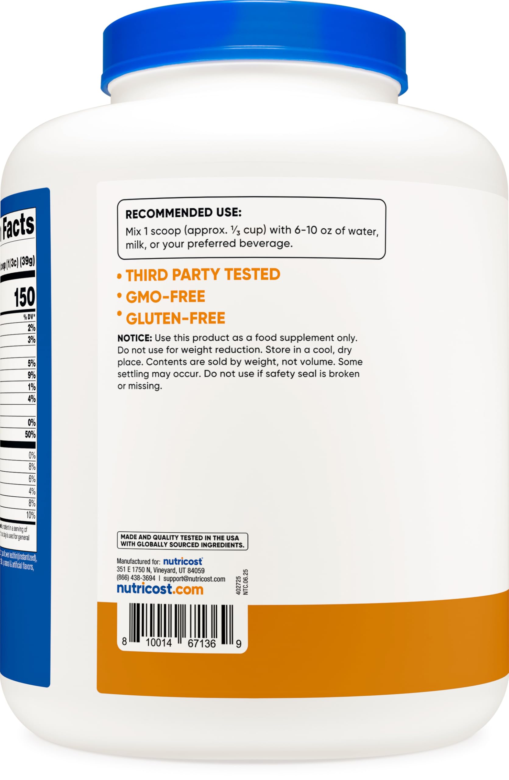 Pourable shake made from Nutricost protein powder for a convenient post-workout sip.