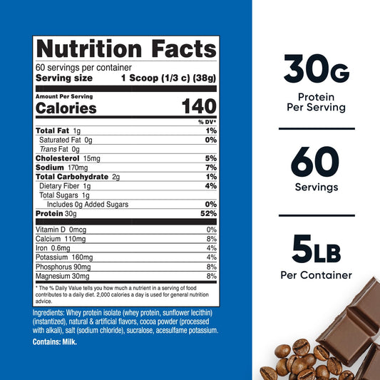 Nutricost Whey Protein Isolate Mocha serving scoop for quick post-workout protein.