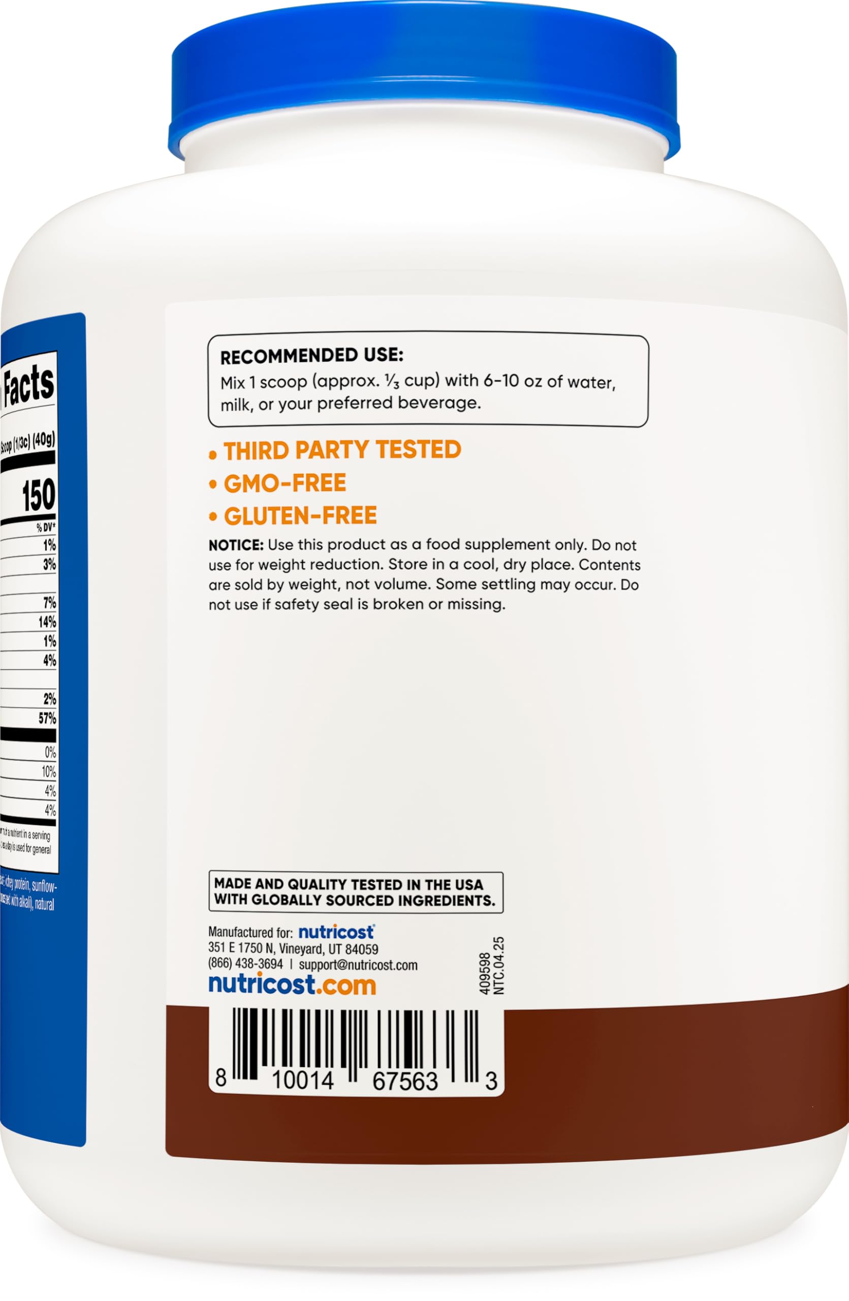 Nutricost label highlights Kosher and Halal certifications for confidence
