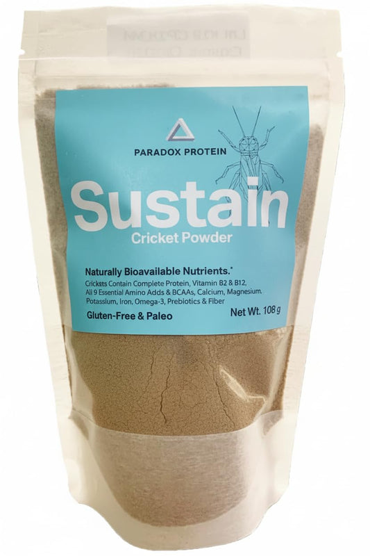 NutriCricket Paradox Protein bag front – clean cricket powder for smoothies and baking.