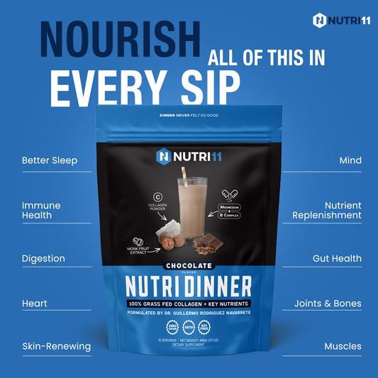 NutriDinner collagen powder tub close-up showing smooth texture
