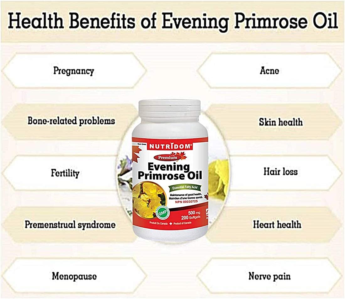 Nutridom Evening Primrose Oil packaging box on display.