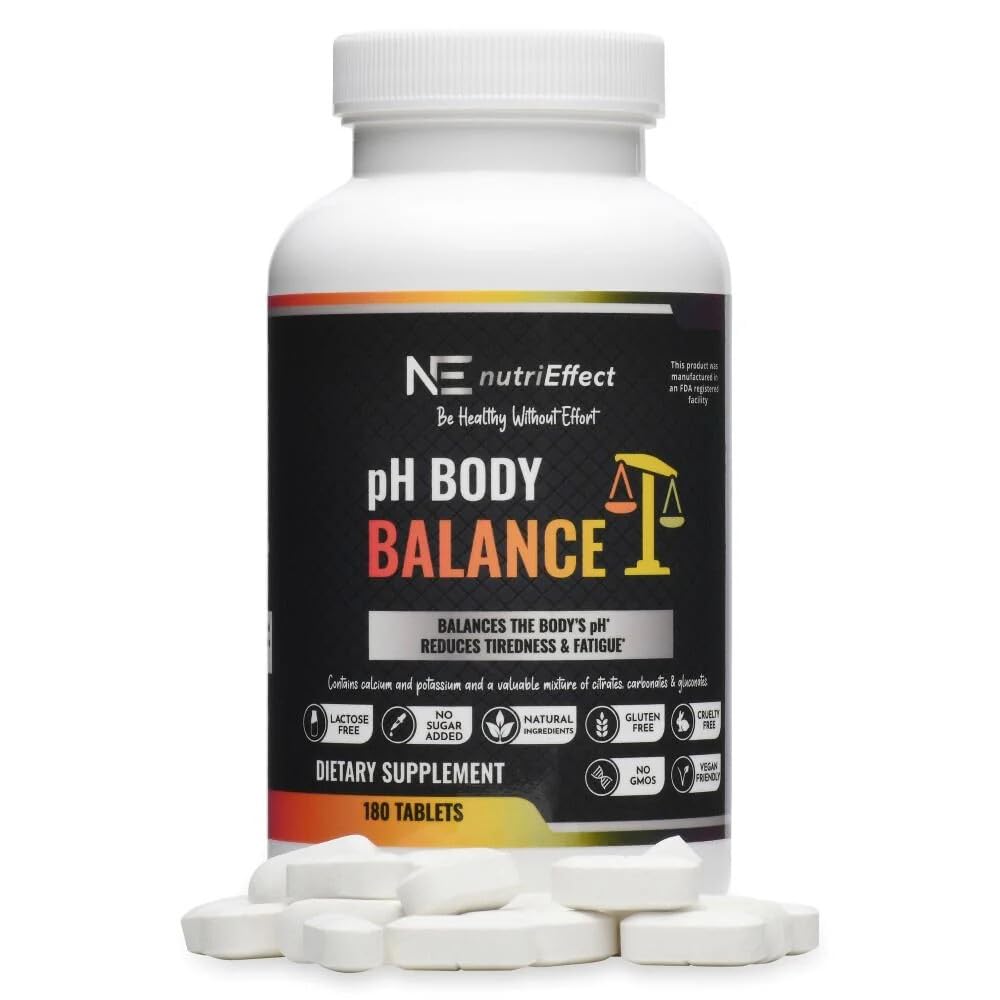 NutriEffect pH Balance bottle label highlights minerals for steady daily alkalinity