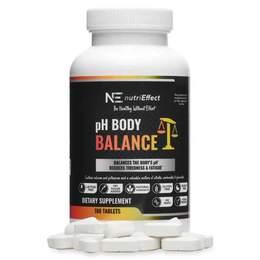 NutriEffect pH Balance bottle label highlights minerals for steady daily alkalinity