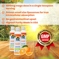 Nutrient Tree Liposomal Vitamin C ingredients panel shows non-GMO and alcohol-free.
