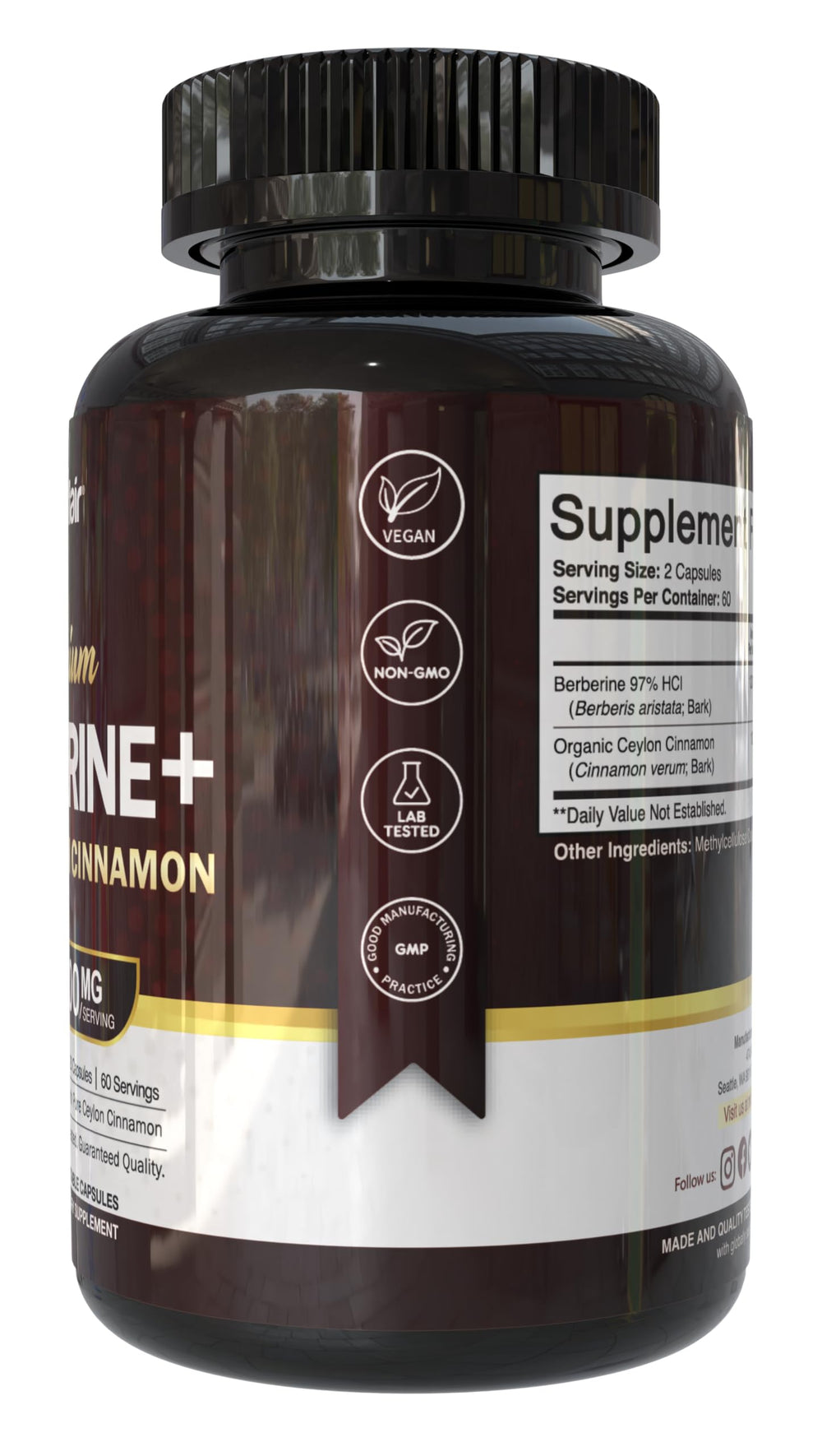 NutriFlair Berberine bottle with 60-serving packaging ideal for ongoing routines.