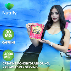 Nutrify Daily Creatine Gummies 60-count bottle beside workout bottle.