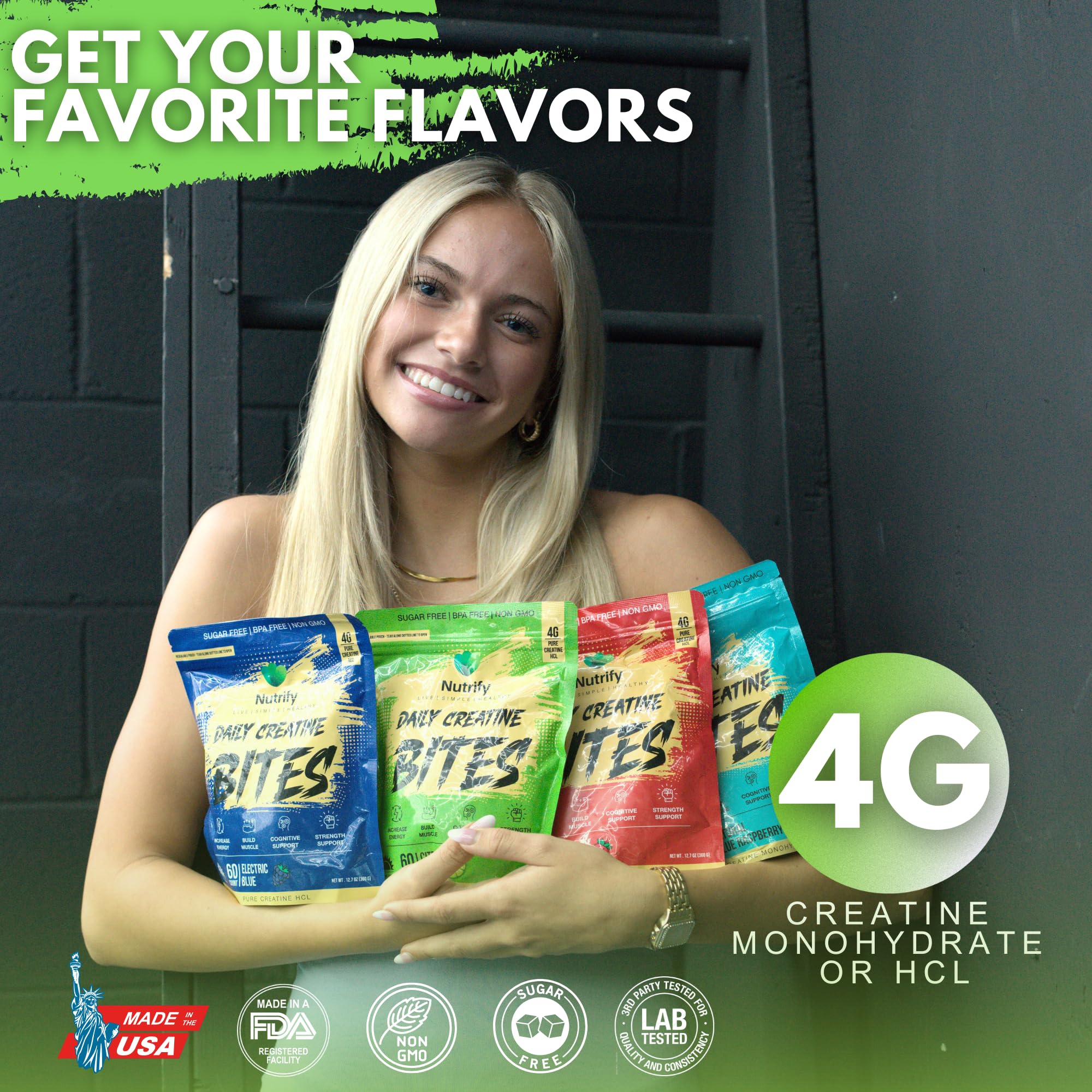 Nutrify Creatine Gummies featuring Vitamin B12 on label for energy support.