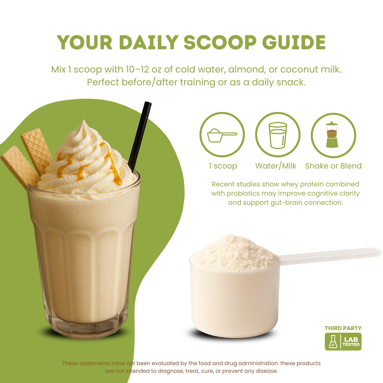 Nutrigenius+ chocolate flavor scoop demonstrates easy mixing