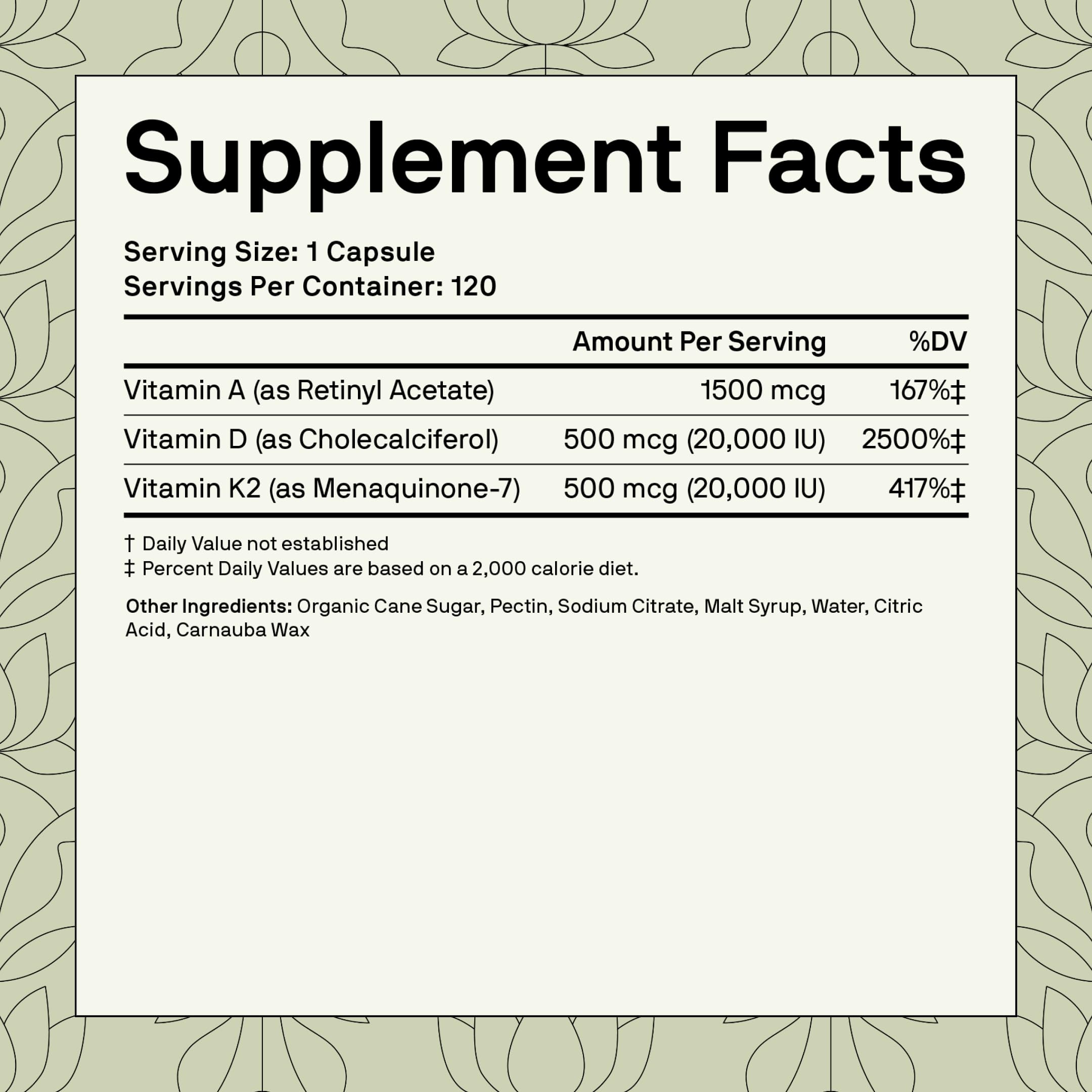 Nutriissa ADK 20 label with COA QR code, purity verified