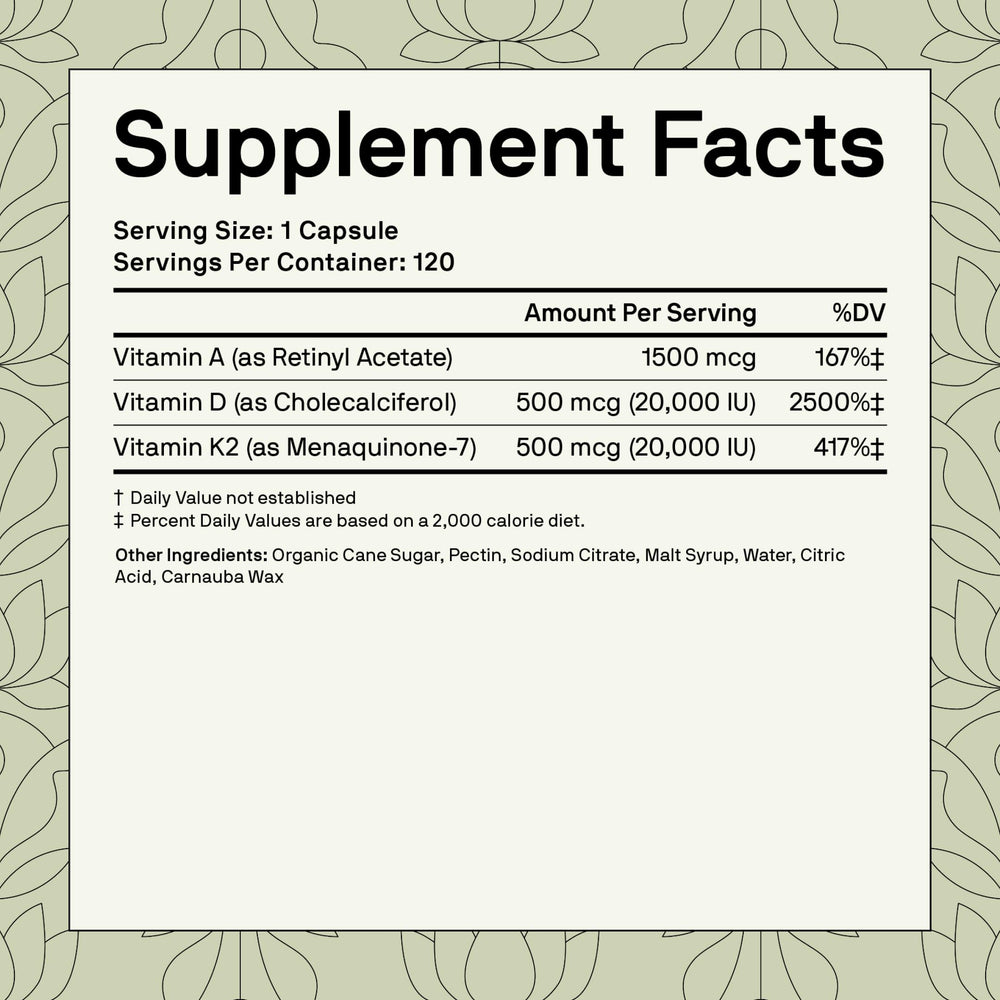 Nutriissa ADK 20 label with COA QR code, purity verified
