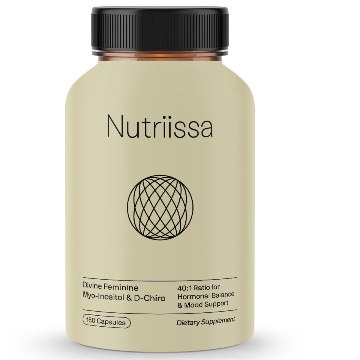 Nutriissa Divine Feminine bottle front shows high-potency inositol for cycle support