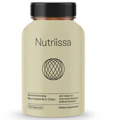 Nutriissa Divine Feminine bottle front shows high-potency inositol for cycle support