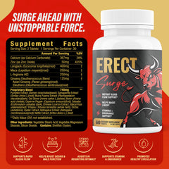 Nutrimend IQ Erect Surge label highlighting L-arginine and herbal blend for vitality.